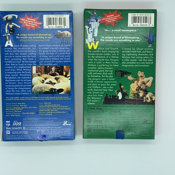 VHS TAPES lot of 2 WALLACE & GROMIT: “THE WRONG TROUSERS” and “A CLOSE SHAVE - Picture 2 of 8